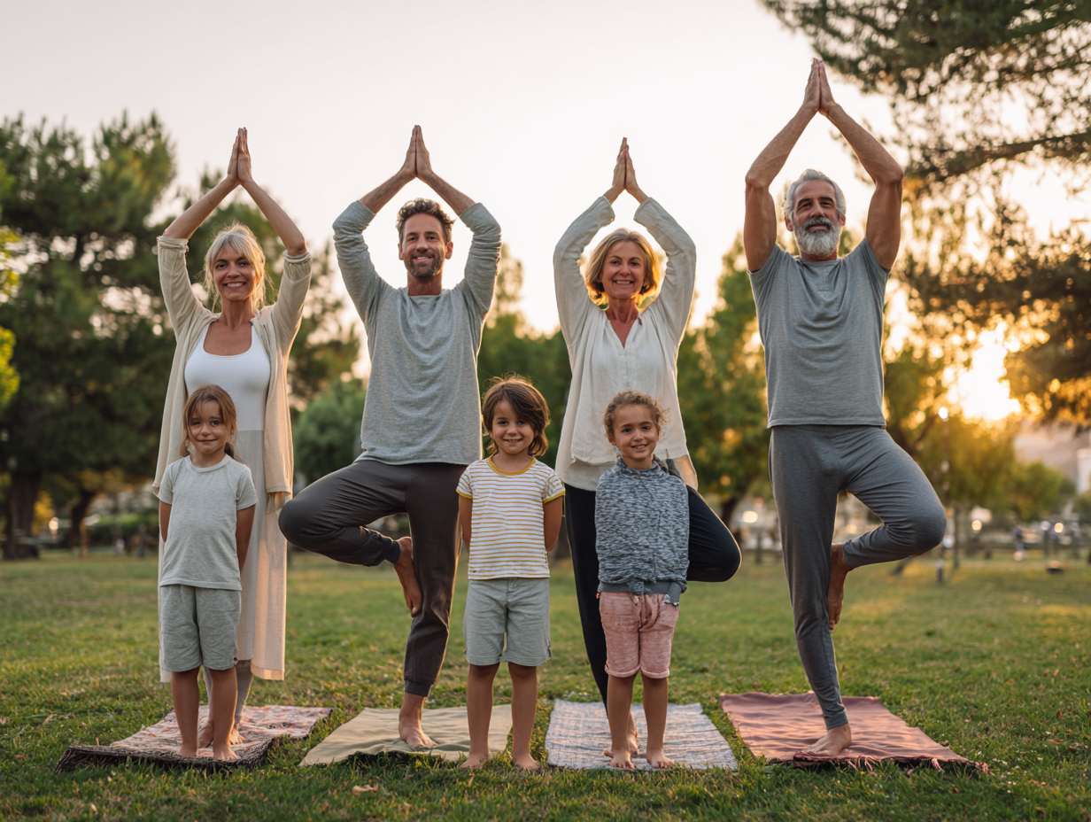 Спокійна жінка практикує дихальні вправи у природному середовищі
